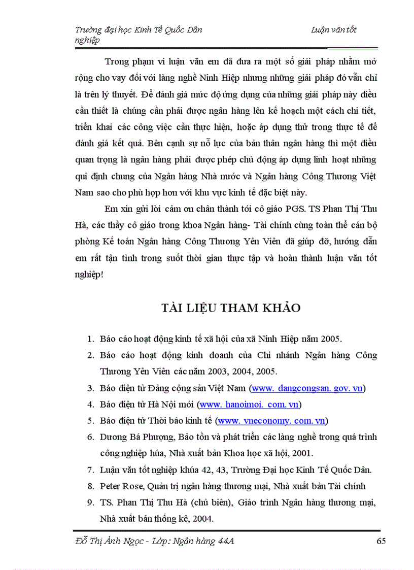 image for page Mở rộng cho vay đối với làng nghề Ninh Hiệp tại chi nhánh Ngân hàng Công Thương Yên Viên