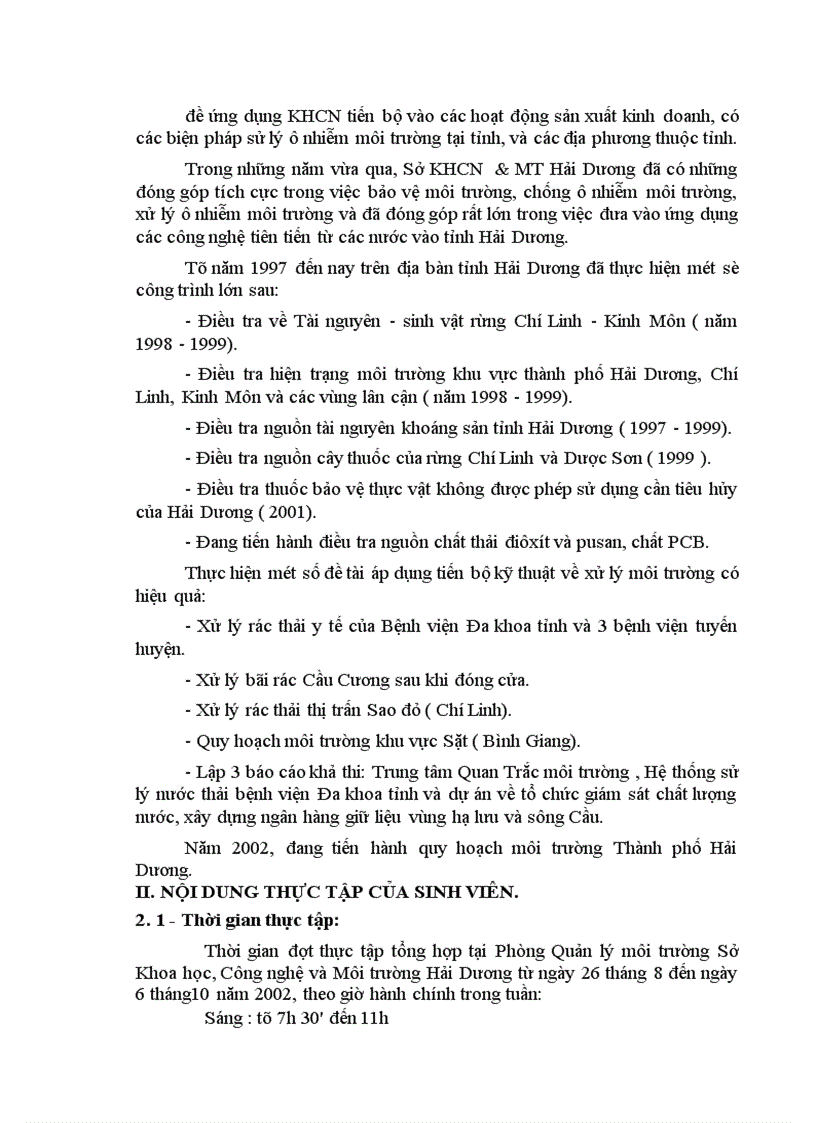 image for page Báo cáo thực tập tổng hợp của Sở KHCN MT tỉnh Hải Dương