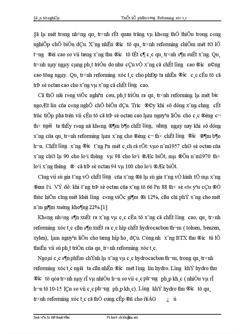 image for page Thiết kế phân xưởng reforming xúc tác