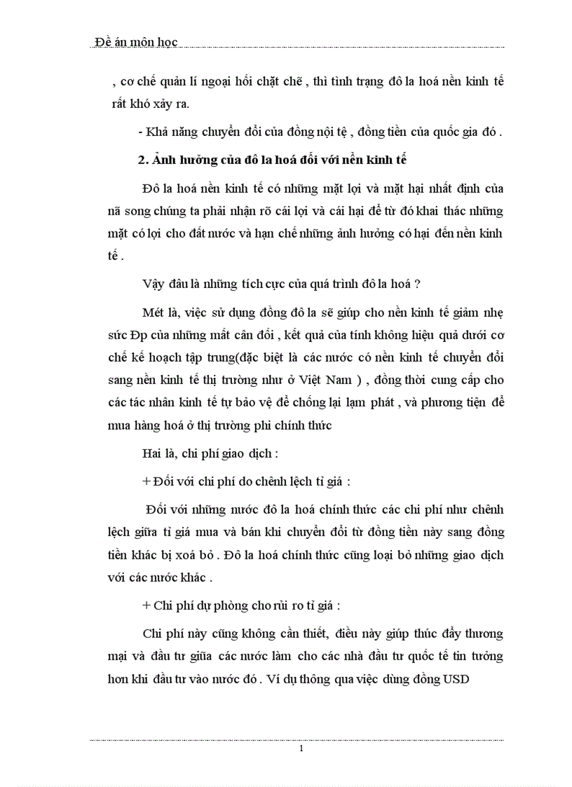 image for page ảnh hưởng của tình trạng đô la hoá đối với nền kinh tế Việt Nam nguyên nhân và giải pháp khắc phục