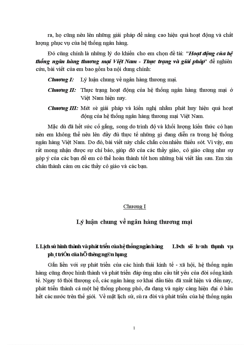 Hoạt động của hệ thống ngân hàng thương mại Việt Nam Thực trạng và giải pháp 1