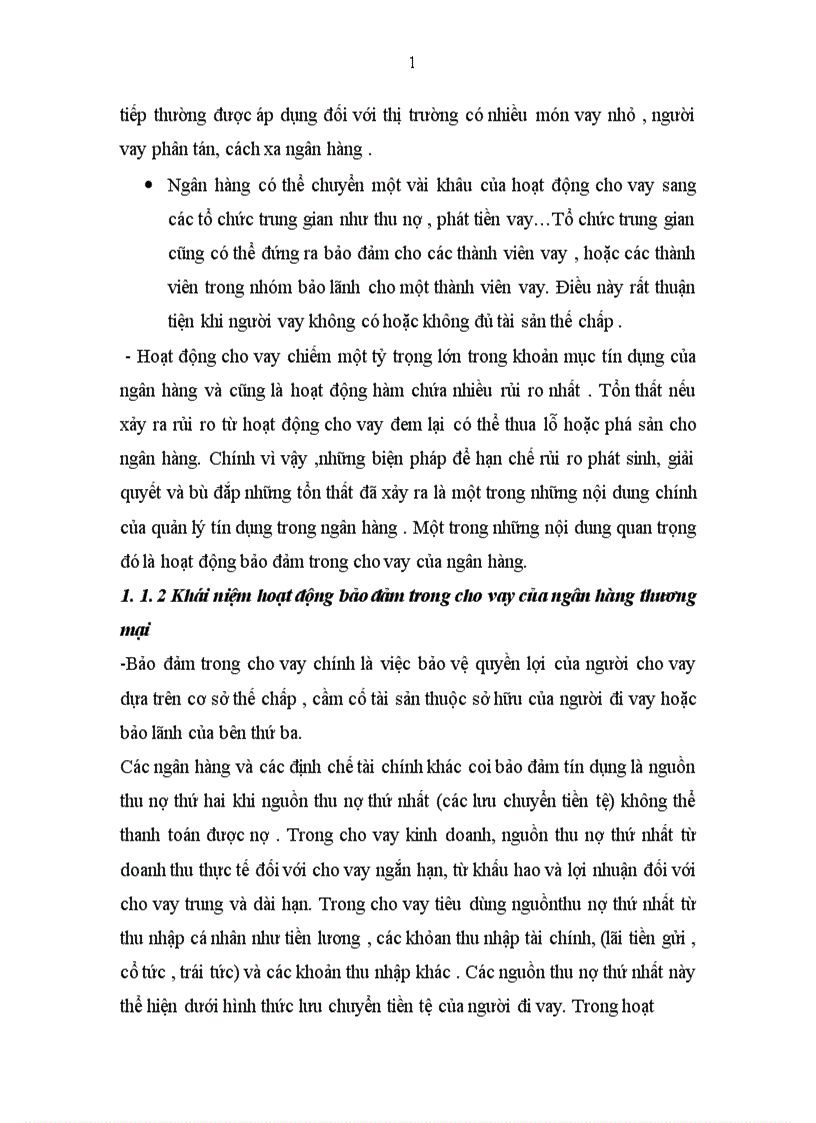 image for page Phát triển hoạt động bảo đảm trong cho vay tại Ngân hàng thương mại cổ phần Quân Đội chi nhánh Điện Biên Phủ