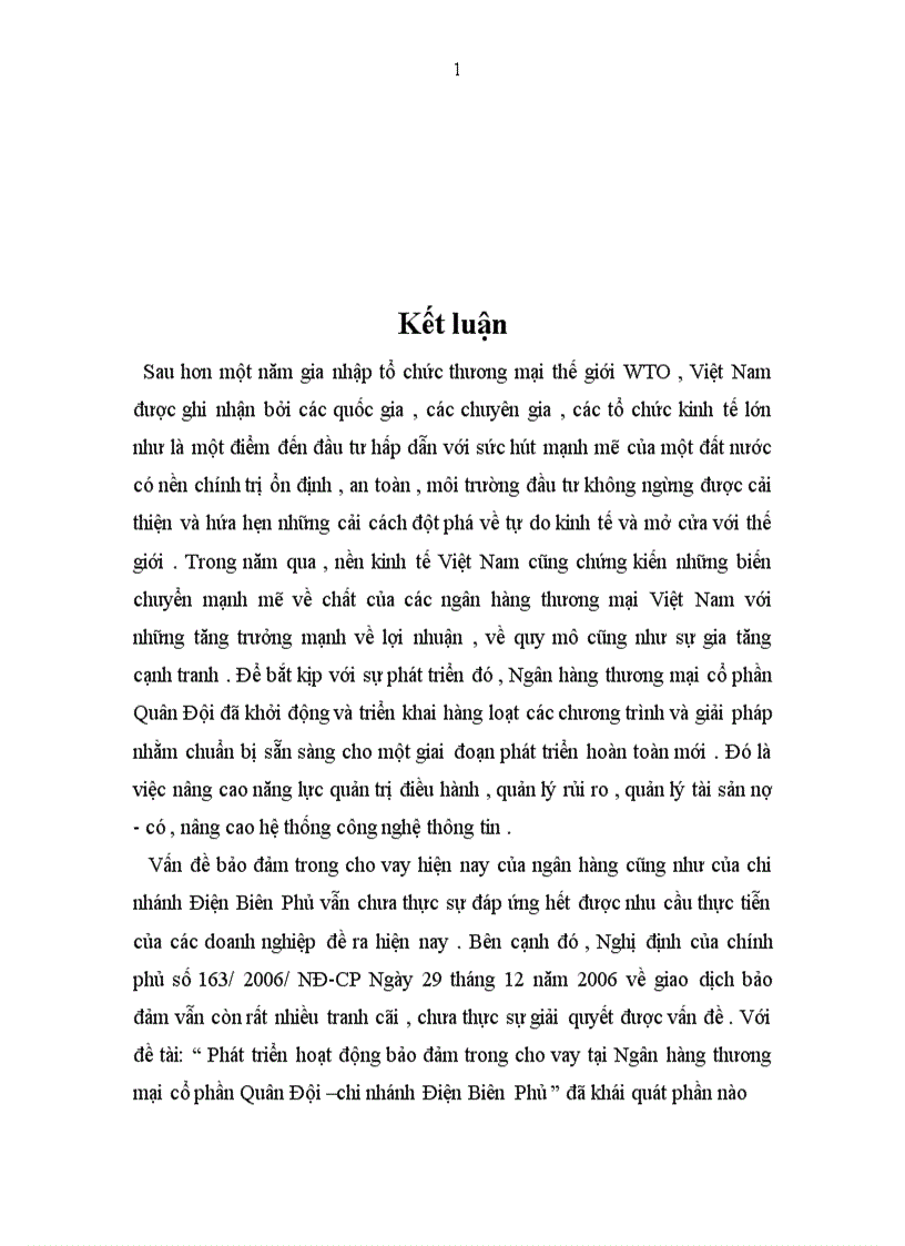 image for page Phát triển hoạt động bảo đảm trong cho vay tại Ngân hàng thương mại cổ phần Quân Đội chi nhánh Điện Biên Phủ