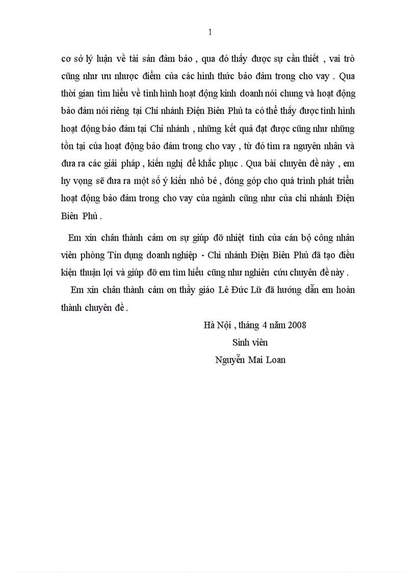 image for page Phát triển hoạt động bảo đảm trong cho vay tại Ngân hàng thương mại cổ phần Quân Đội chi nhánh Điện Biên Phủ