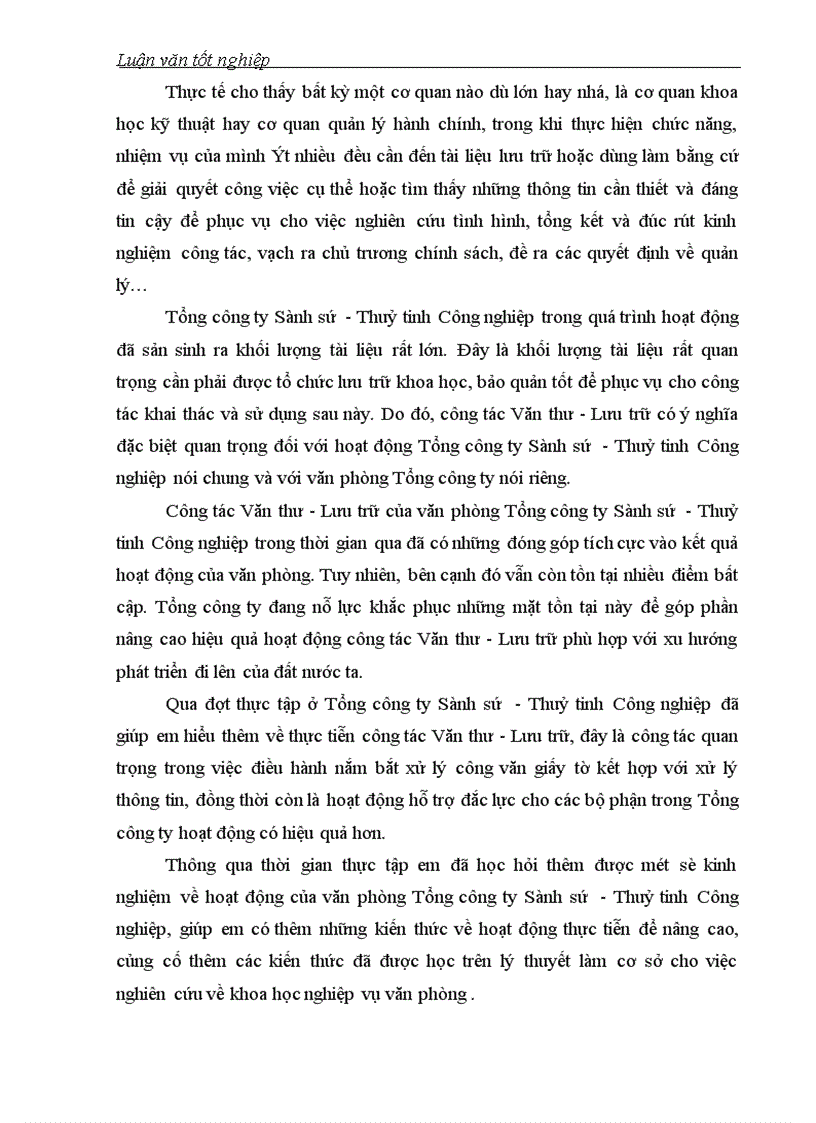 image for page Một số biện pháp nâng cao hiệu quả công tác Văn thư Lưu trữ trong văn phòng Tổng công ty Sành sứ Thuỷ tinh Công nghiệp