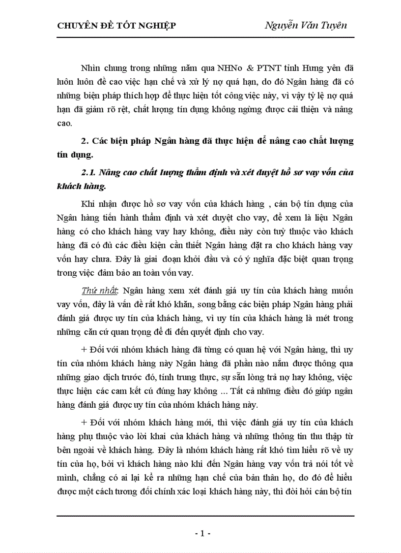 image for page Giải pháp nâng cao chất lượng tín dụng tại Ngân hàng nông nghiệp và phát triển nông thôn tỉnh Hưng Yên
