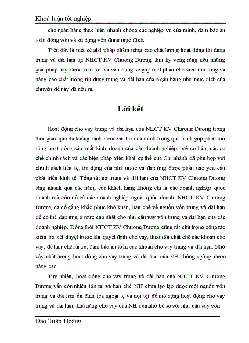 image for page Giải pháp nâng cao chất lượng cho vay trung và dài hạn tại Chi nhánh Ngân hàng Công thương khu vực Chương Dương