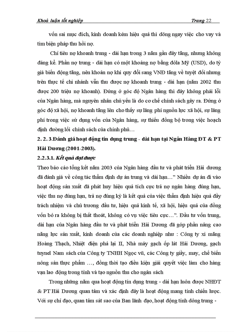 image for page Giải pháp nâng cao chất lượng tín dụng trung dài hạn tại Chi nhánh Ngân hàng ĐT PT Hải Dương