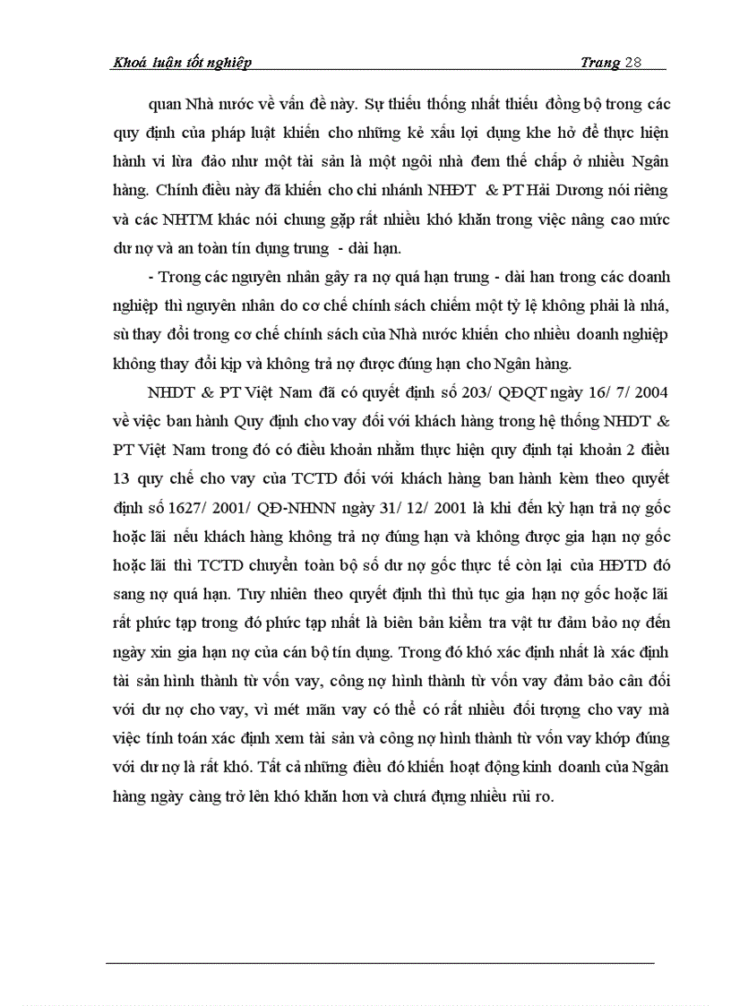 image for page Giải pháp nâng cao chất lượng tín dụng trung dài hạn tại Chi nhánh Ngân hàng ĐT PT Hải Dương