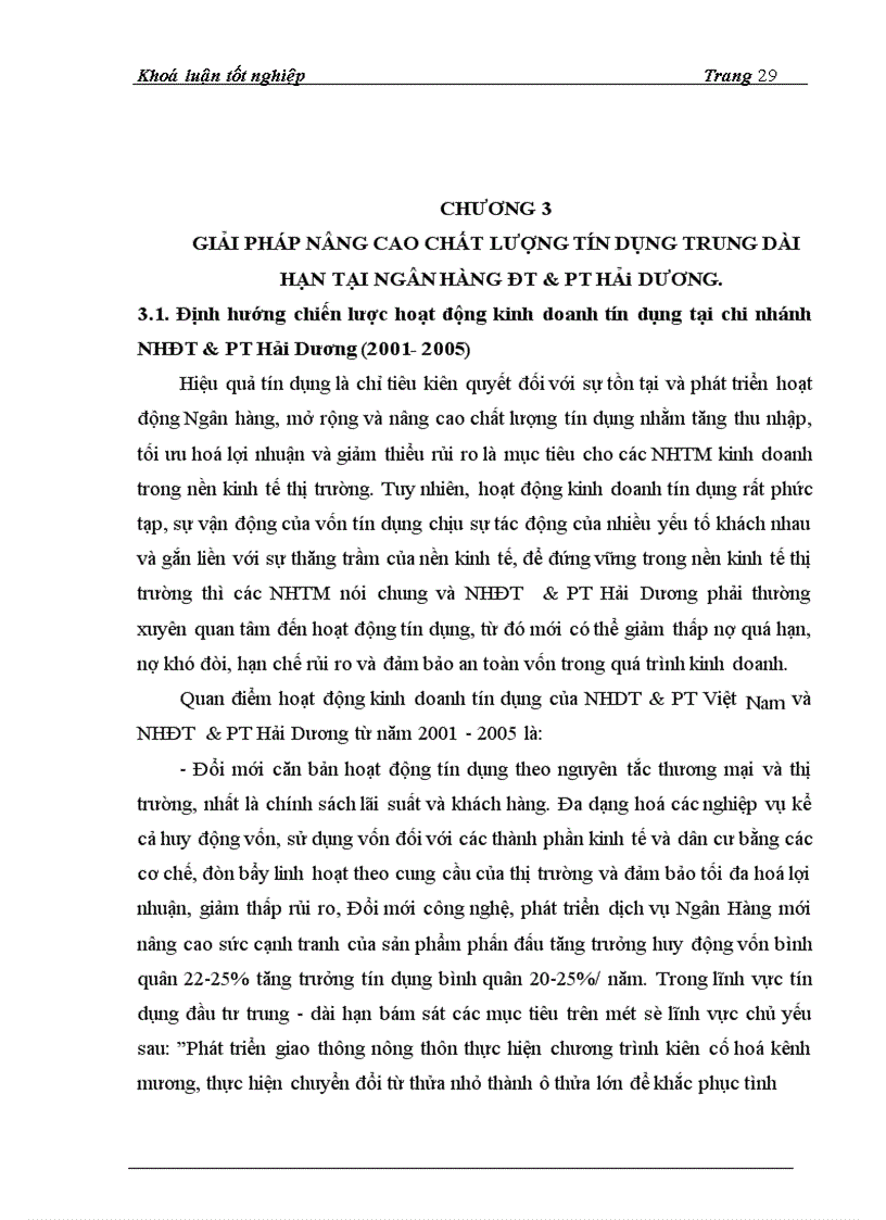 image for page Giải pháp nâng cao chất lượng tín dụng trung dài hạn tại Chi nhánh Ngân hàng ĐT PT Hải Dương