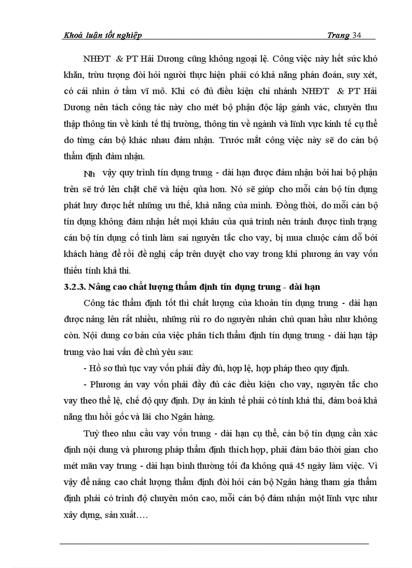 image for page Giải pháp nâng cao chất lượng tín dụng trung dài hạn tại Chi nhánh Ngân hàng ĐT PT Hải Dương