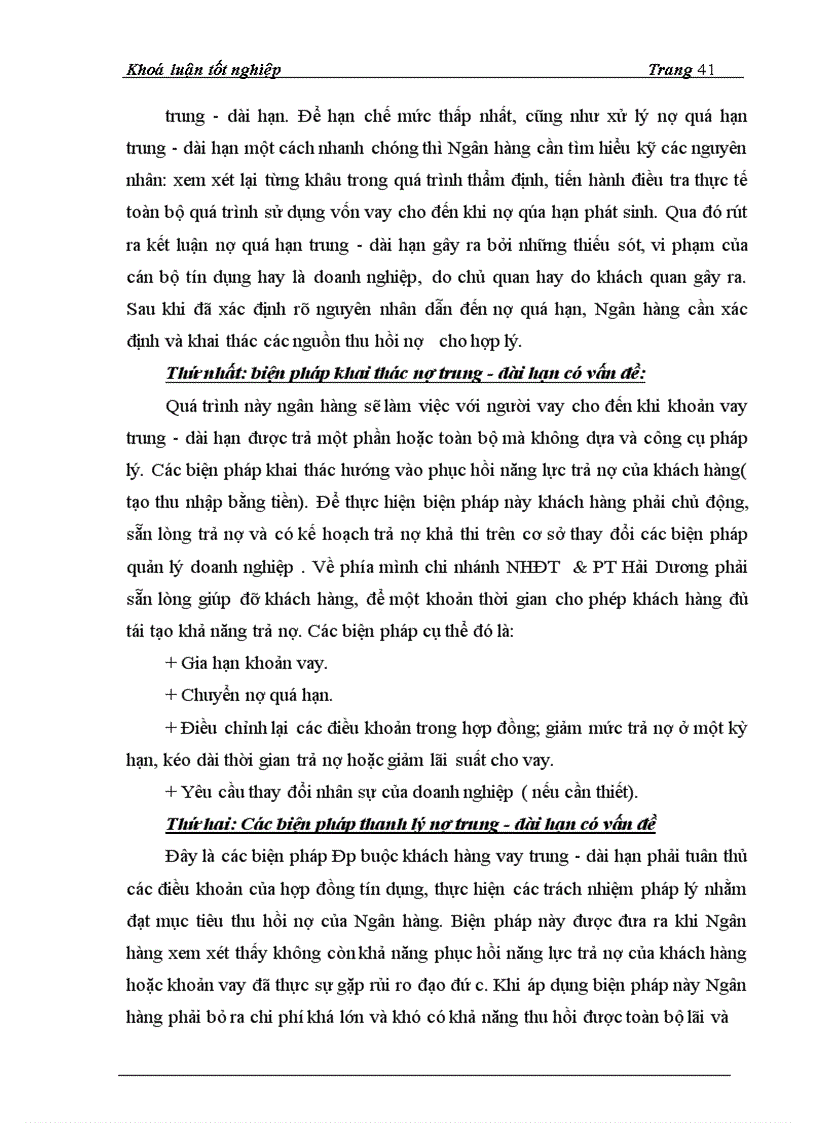 image for page Giải pháp nâng cao chất lượng tín dụng trung dài hạn tại Chi nhánh Ngân hàng ĐT PT Hải Dương