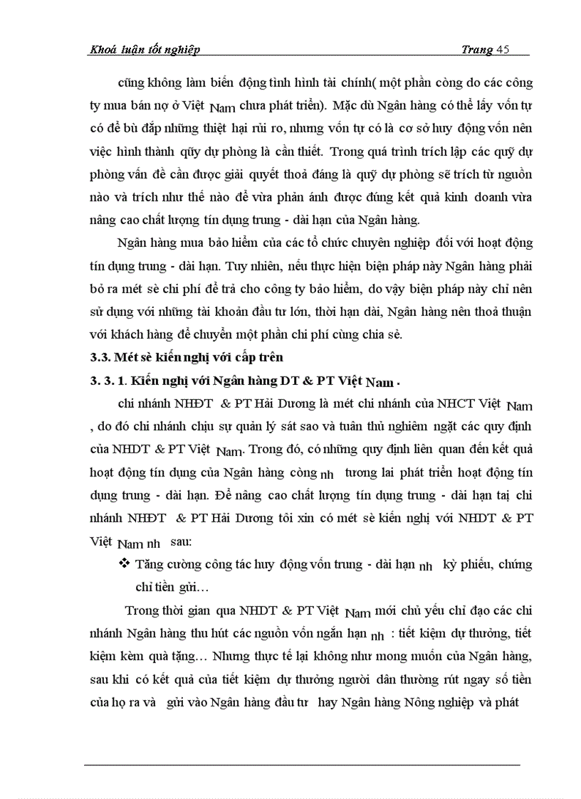 image for page Giải pháp nâng cao chất lượng tín dụng trung dài hạn tại Chi nhánh Ngân hàng ĐT PT Hải Dương