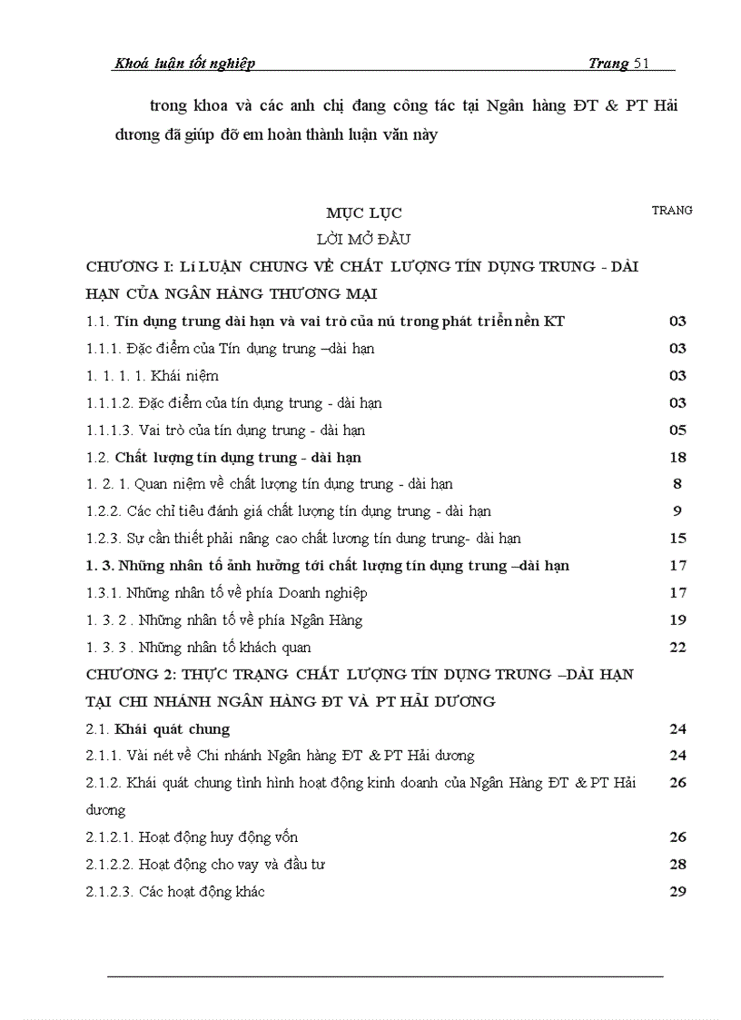 image for page Giải pháp nâng cao chất lượng tín dụng trung dài hạn tại Chi nhánh Ngân hàng ĐT PT Hải Dương