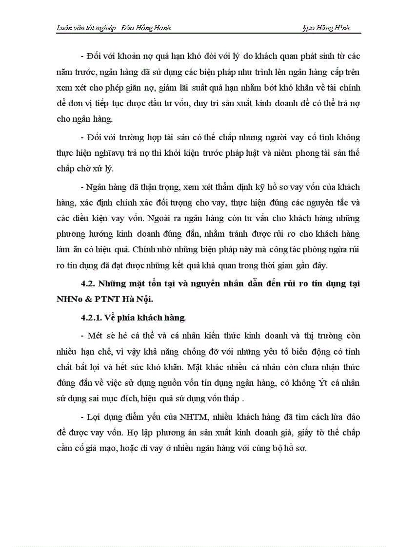 image for page Một số giải pháp phòng ngừa và hạn chế rủi ro tín dụng tại NHNo PTNT Hà Nội