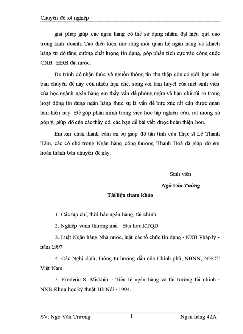 image for page Giải pháp phòng ngừa và hạn chế rủi ro trong cho vay tại ngân hàng công thương Thanh Hoá