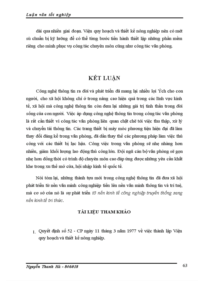 image for page ứng dụng công nghệ thông tin trong công tác văn phòng của Viện quy hoạch và thiết kế nông nghiệp
