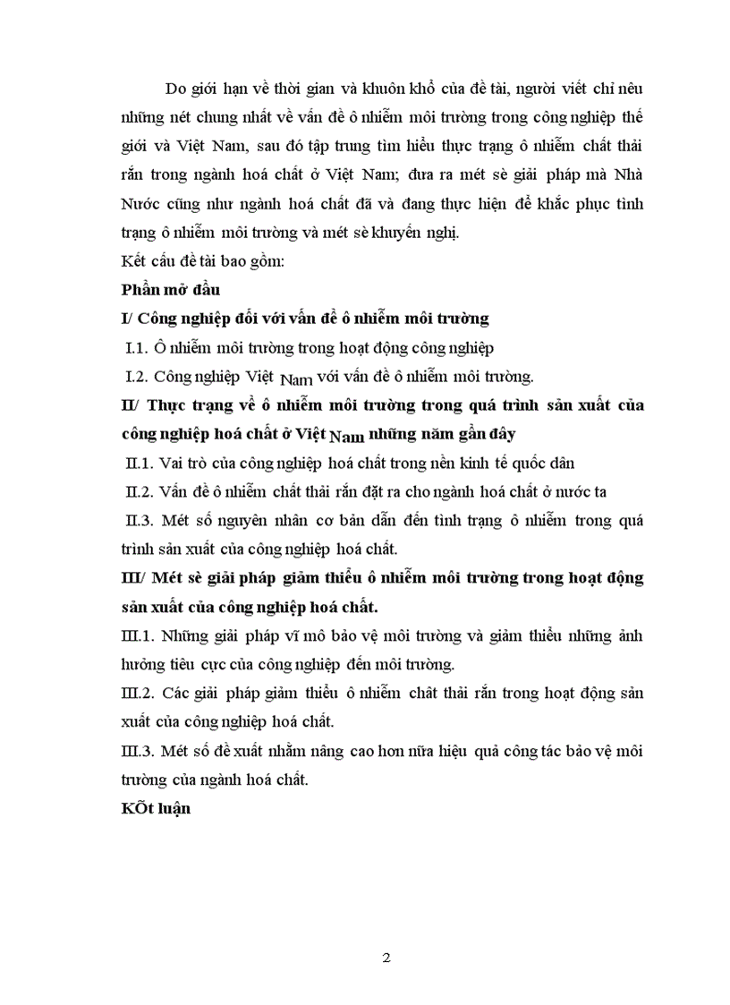 image for page Thực trạng về ô nhiễm môi trường trong quá trình sản xuất của công nghiệp hoá chất ở Việt Nam những năm gần đây