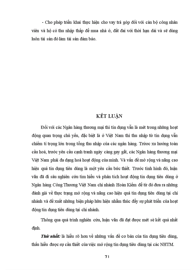image for page Giải pháp mở rộng và nâng cao hiệu quả tín dụng tiêu dùng tại Ngân hàng Công Thương Việt Nam Chi nhánh Hoàn kiếm