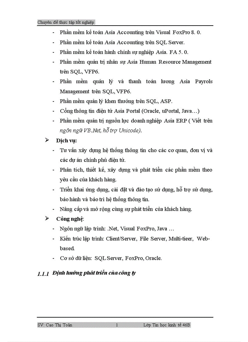 image for page Báo cáo thực tập tại công ty cổ phần phát triển phần mềm ASIA