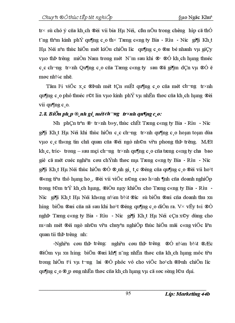 image for page Hoàn thiện chiến lược quảng cáo của Tổng công ty Bia Rượu Nước giải Khát Hà Nội