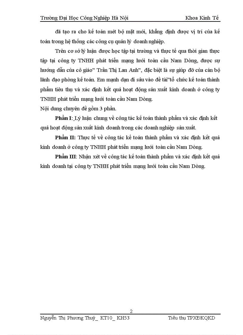 image for page Tổ chức kế toán thành phẩm tiêu thụ và xác định kết quả hoạt động sản xuất kinh doanh ở công ty TNHH phát triển mạng lưới toàn cầu Nam Dũng