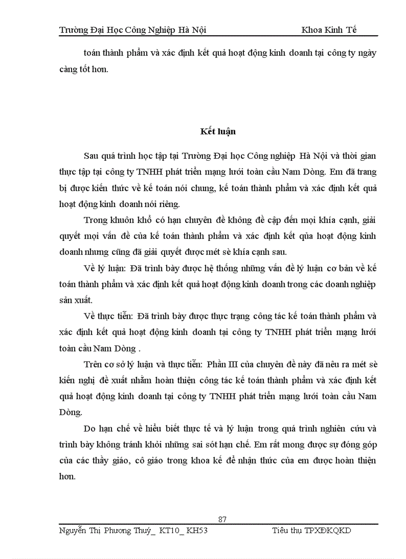 image for page Tổ chức kế toán thành phẩm tiêu thụ và xác định kết quả hoạt động sản xuất kinh doanh ở công ty TNHH phát triển mạng lưới toàn cầu Nam Dũng