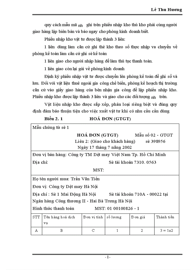 image for page Tổ chức công tác kế toán nguyên vật liệu tại công ty Dệt May Hà Nội 1