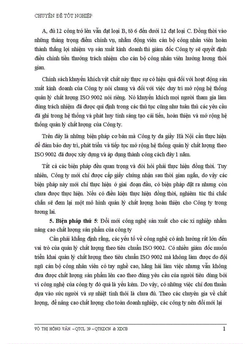 image for page Những biện pháp để duy trì và phát triển việc áp dụng hệ thống quản lý chất lượng theo ISO 9002 ở Công ty da giầy Hà Nội 1