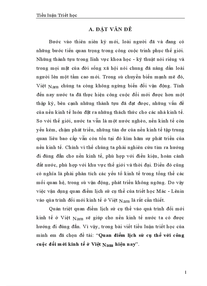 Quan điểm lịch sử cụ thể với công cuộc đối mới kinh tế ở Việt Nam hiện nay 1