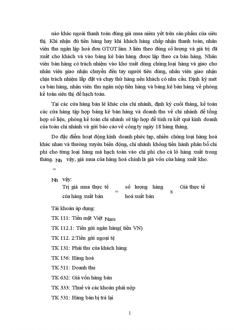image for page Hoàn thiện kế toán lưu chuyển hàng hoá và xác định kết quả tiêu thụ tại chi nhánh công ty Điện máy thành phố Hồ Chí Minh 1