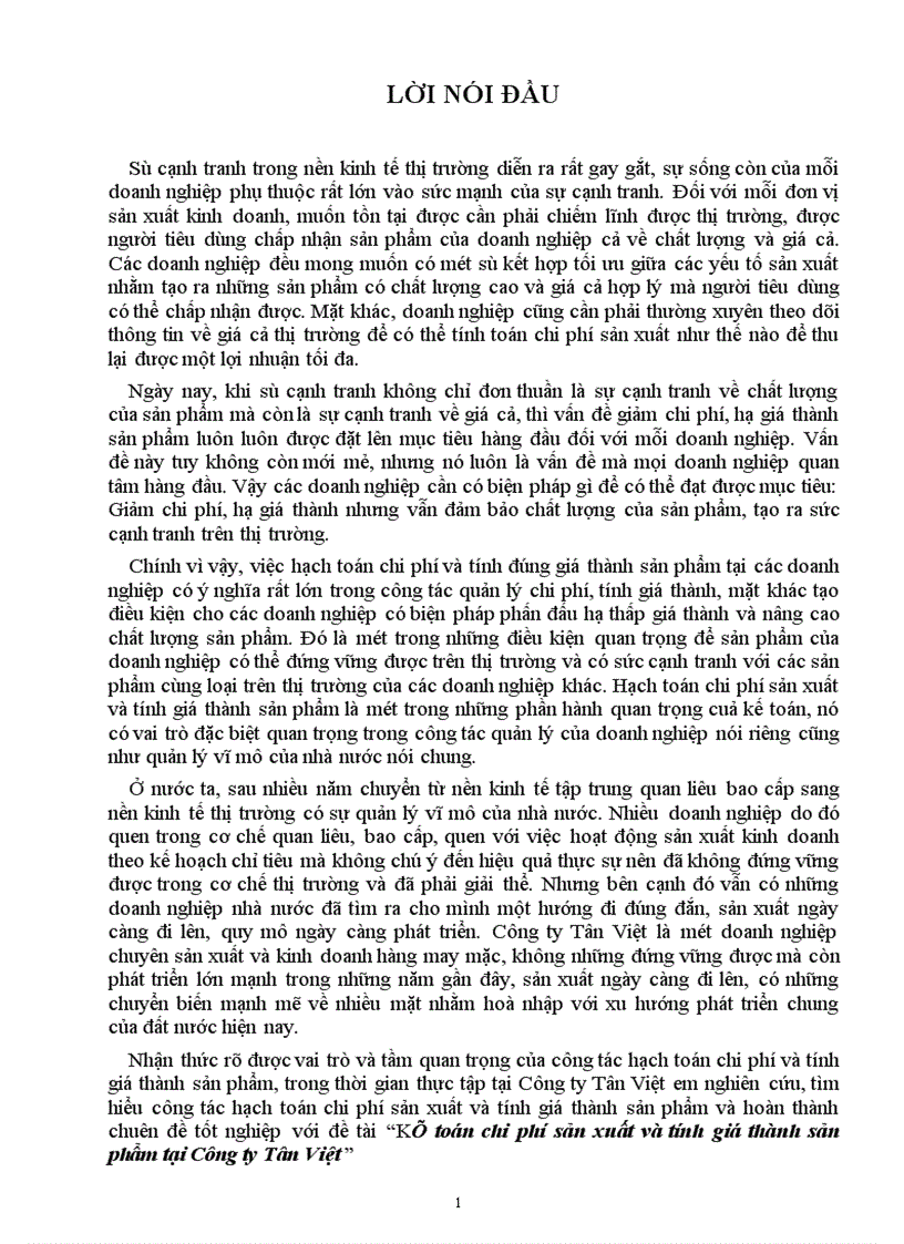 image for page Kế toán chi phí sản xuất và tính giá thành sản phẩm tại Công ty Tân Việt 1