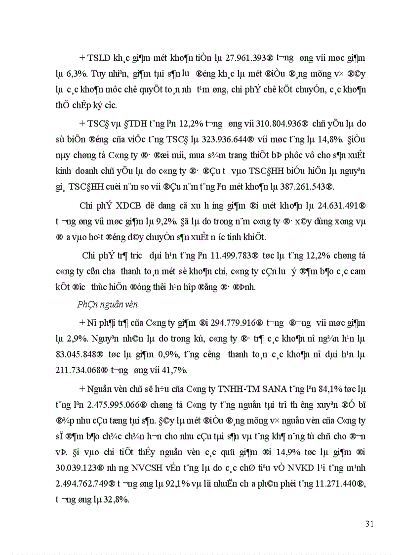 image for page Một số vấn đề phân tích hoạt động tài chính và nâng cao hiệu quả sản xuất kinh doanh ở công ty TNHH TM SANA