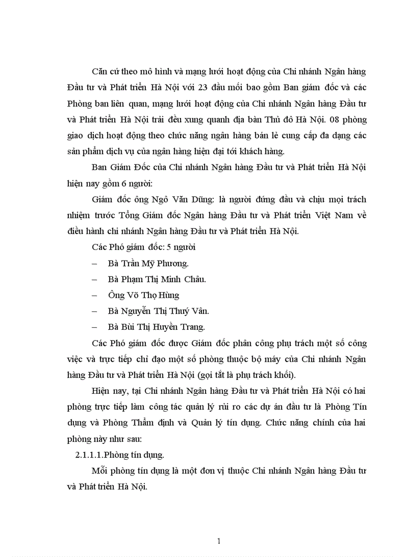 image for page Quản lý rủi ro các dự án đầu tư tại Ngân hàng Đầu tư và Phát triển Chi nhánh Hà Nội 1