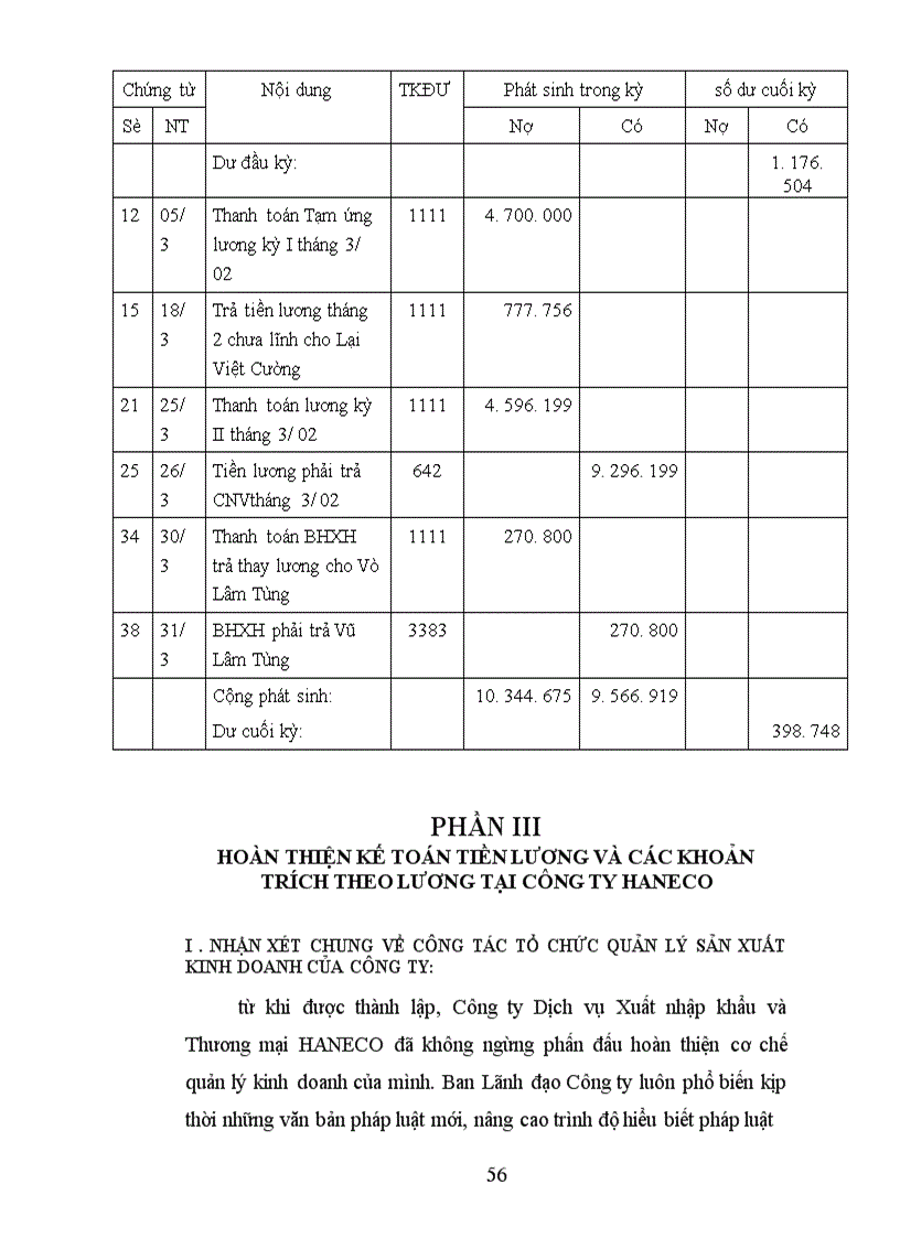 image for page Phương hướng hoàn thiện kế toán tiền lương và các khoản trích theo lương tại Công ty HANECO 1