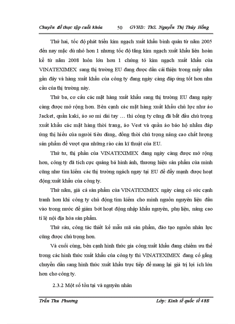 image for page Thúc đẩy xuất khẩu hàng dệt may của công ty cổ phần sản xuất xuất nhập khẩu dệt may VINATEXIMEX sang thị trường EU