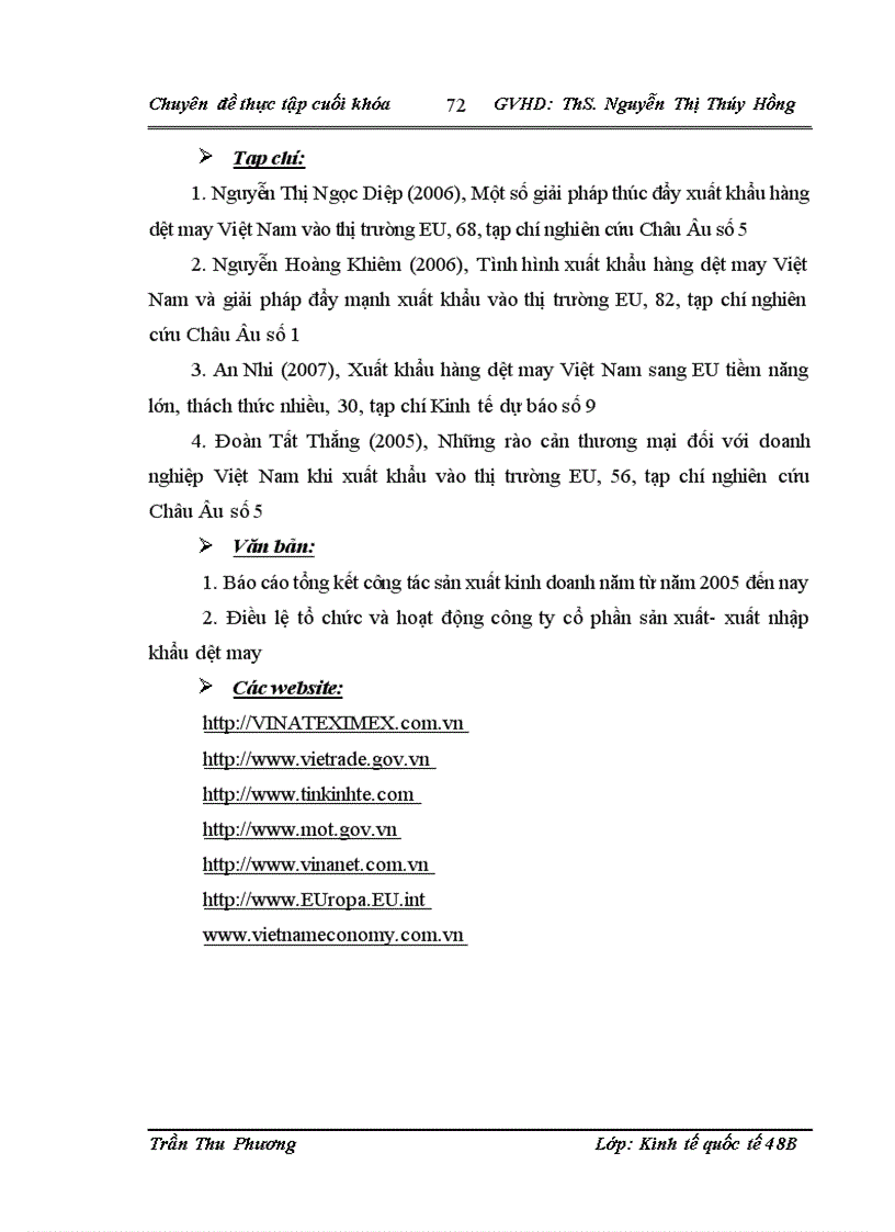 image for page Thúc đẩy xuất khẩu hàng dệt may của công ty cổ phần sản xuất xuất nhập khẩu dệt may VINATEXIMEX sang thị trường EU