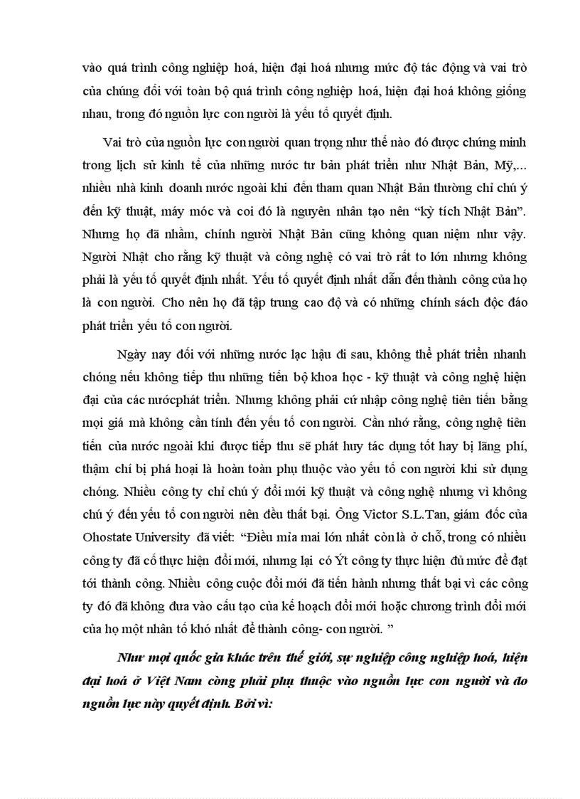 Vai trò của con người trong quá trình công nghiệp hoá hiện đại hóa đất nứơc 1