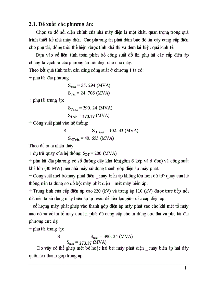 image for page chọn sơ đồ nối điện chính của nhà máy điện 1
