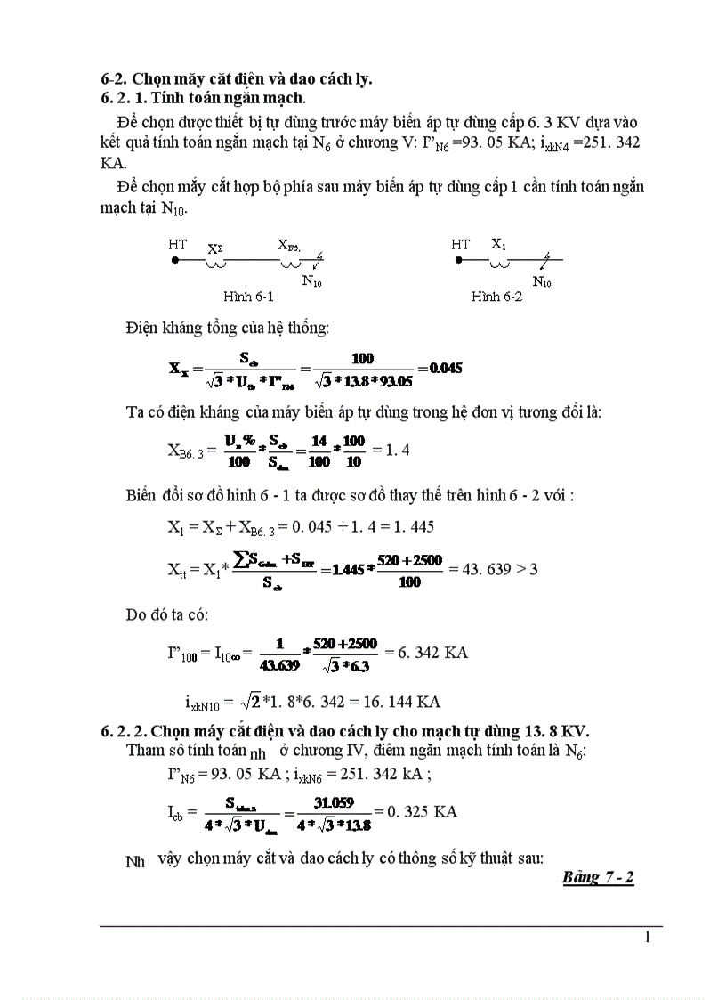 image for page chọn sơ đồ nối điện chính của nhà máy điện 1