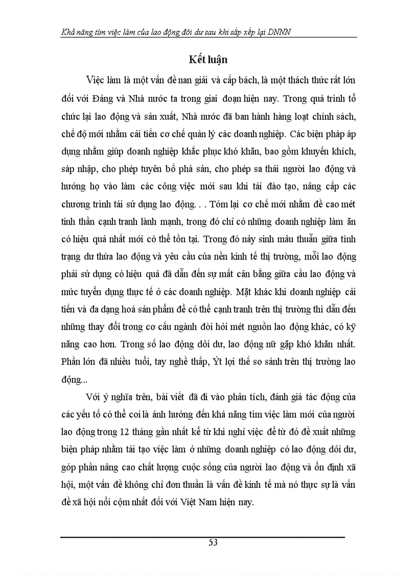 image for page Khả năng tìm việc làm của lao động đôi dư sau khi sắp xếp lại DNNN 1