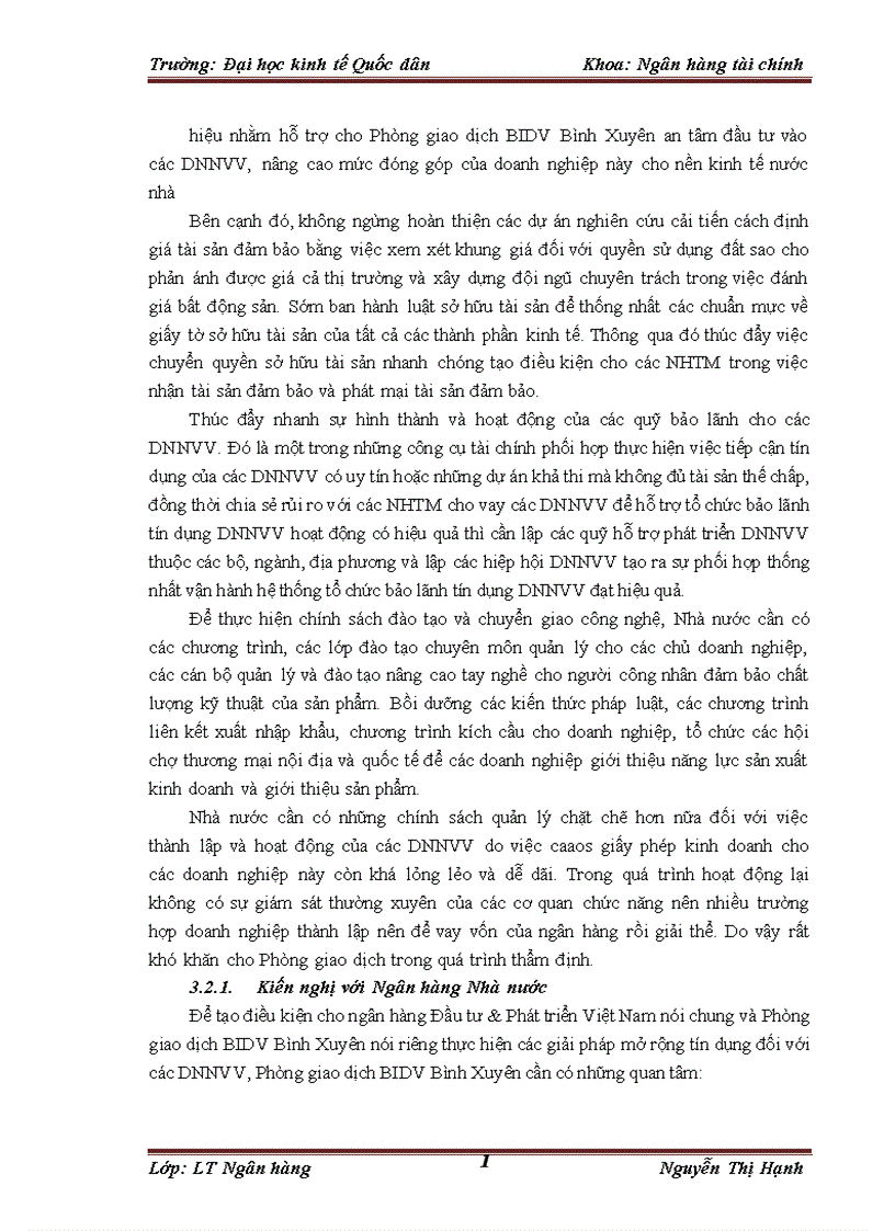 image for page Giải pháp mở rộng tín dụng đối với các doanh nghiệp nhỏ và vừa tại phòng giao dịch bidv bình xuyên chi nhánh vĩnh phúc 1