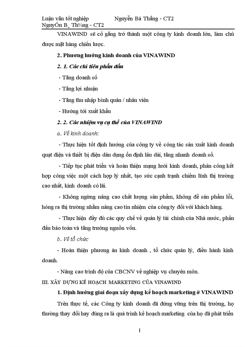 image for page Xây dựng kế hoạch marketing cho công ty trách nhiệm hữu hạn nhà nước một thành viên điện cơ thống nhất VINAWIND 1
