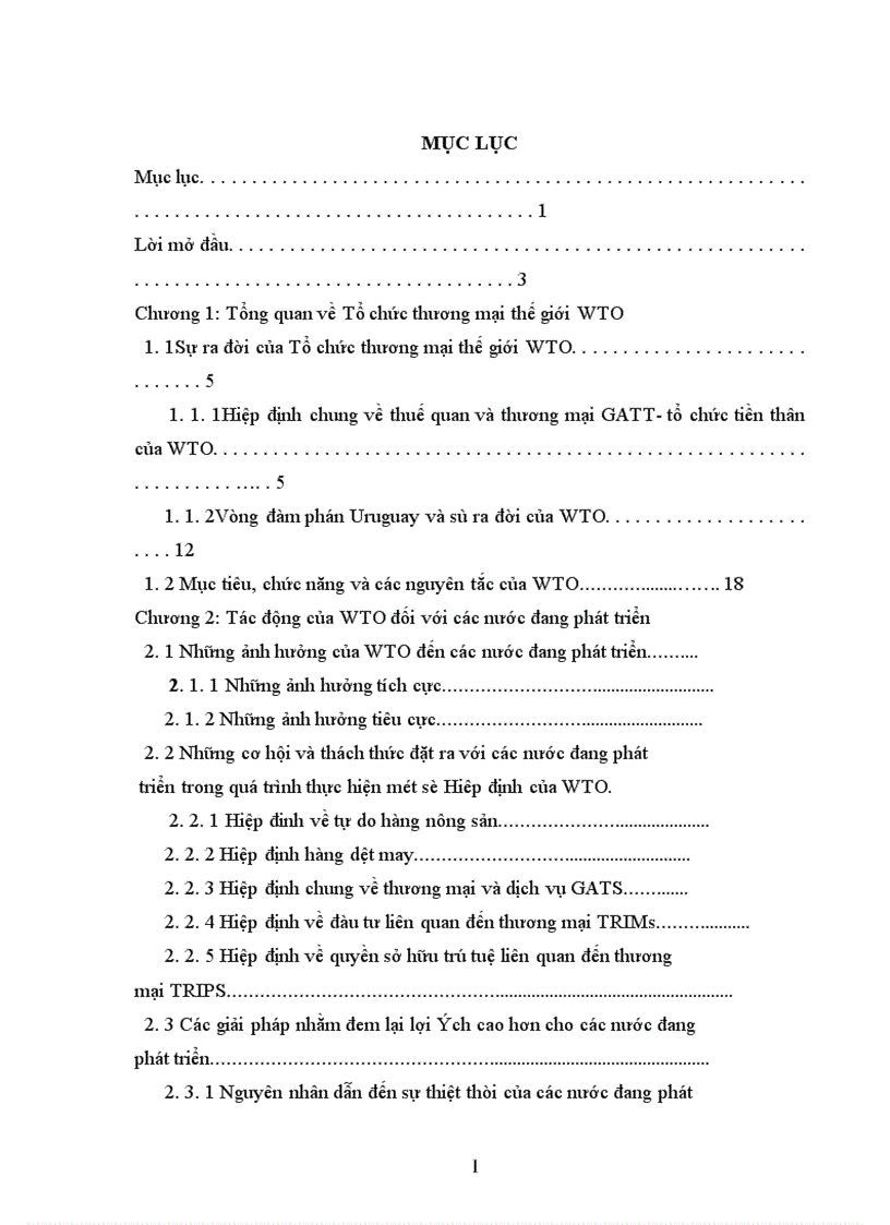 Tổ chức thương mại thế giới WTO và tác động của nó đối với các nước đang phát triển 1