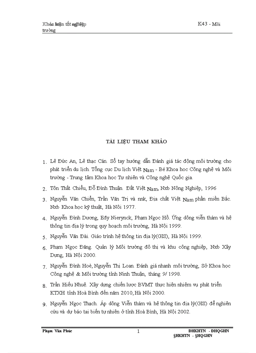 image for page Thành lập bản đồ môi trường sinh thái thị xã Hoà Bình trên cơ sở phương pháp hệ thông tin địa lý GIS đánh giá hiện trạng chất lượng và một số kiến nghị bảo vệ môi trường sinh thái ở thị xã đó 1