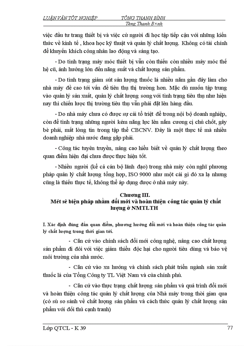 image for page Một số biện pháp nhằm đổi mới và hoàn thiện công tác QLCL ở Nhà máy Thuốc lá Thanh Hoá 1