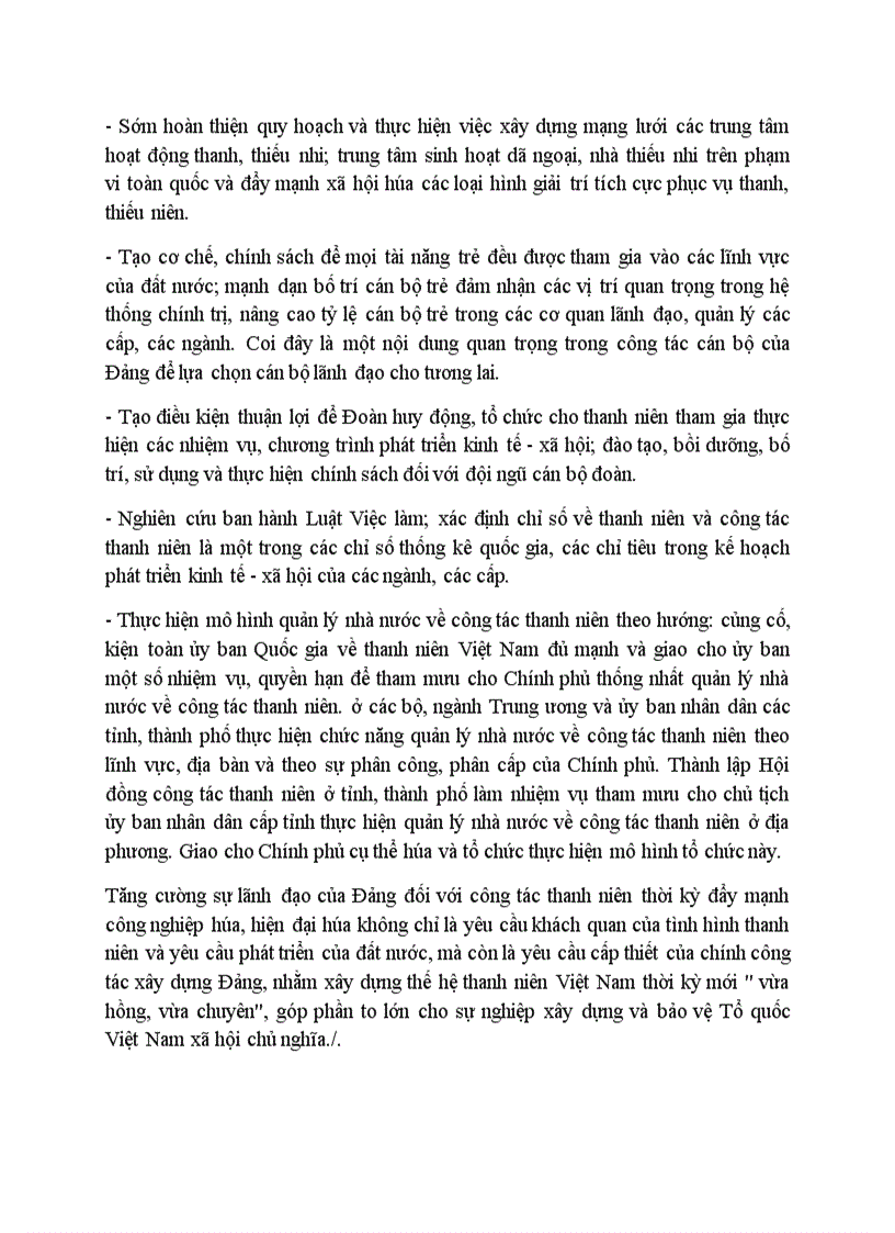 image for page Những mục tiêu quan điểm và những giải pháp về tăng cường sự lãnh đạo của Đảng đối với công tác thanh niên thời kỳ đẩy mạnh CNH HĐH đất nước theo tinh thần nghị quyết TW
