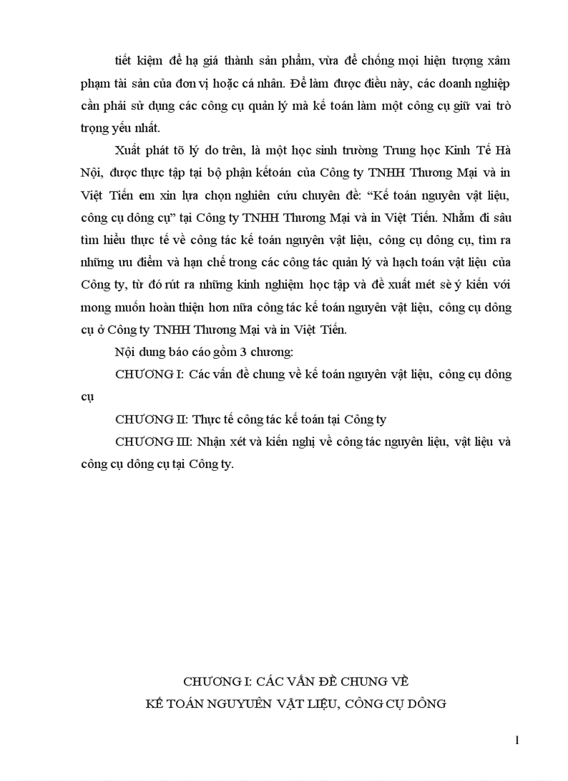 image for page Kế toán nguyên vật liệu công cụ dụng cụ ở Công ty TNHHTM và in Việt Tiến 1