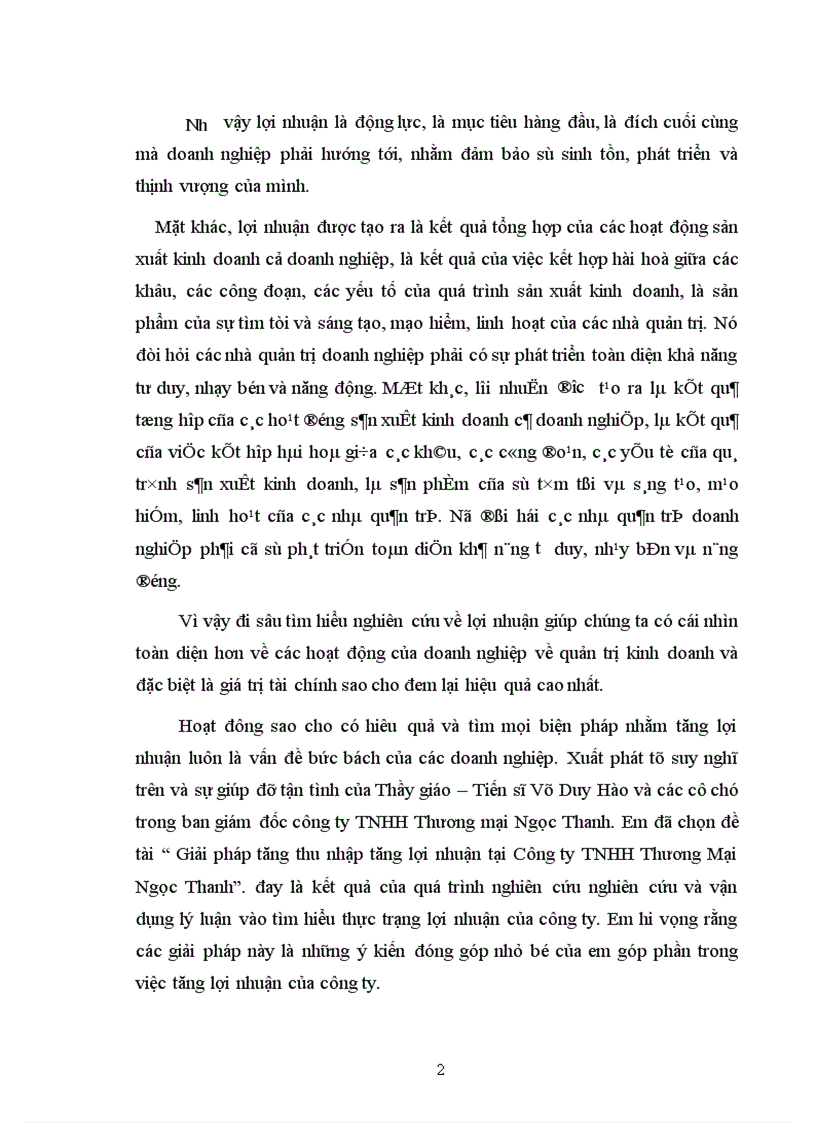 Giải pháp tăng thu nhập tăng lợi nhuận tại Công ty TNHH Thương Mại Ngọc Thanh 1