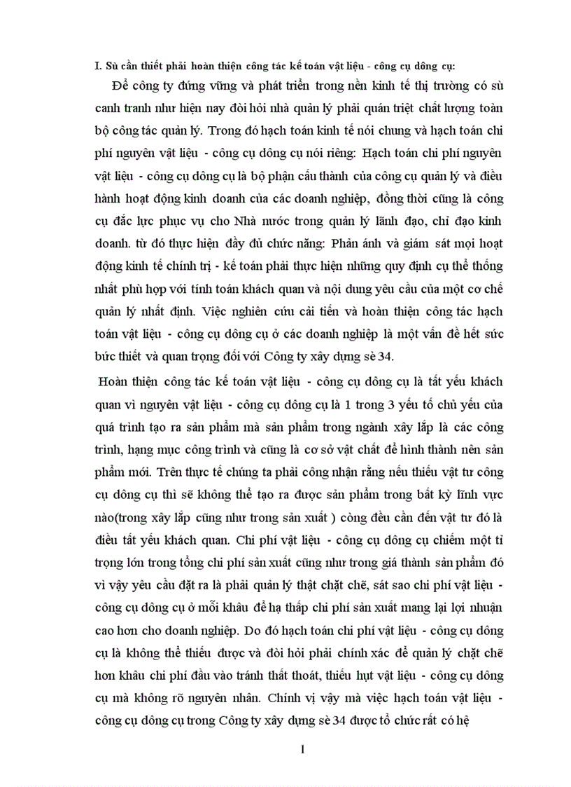 image for page Thực trạng về công tác kế toán vật liệu công cụ dụng cụ tại Công ty xây dựng số 34 Thanh xuân Bắc Hà Nội 1